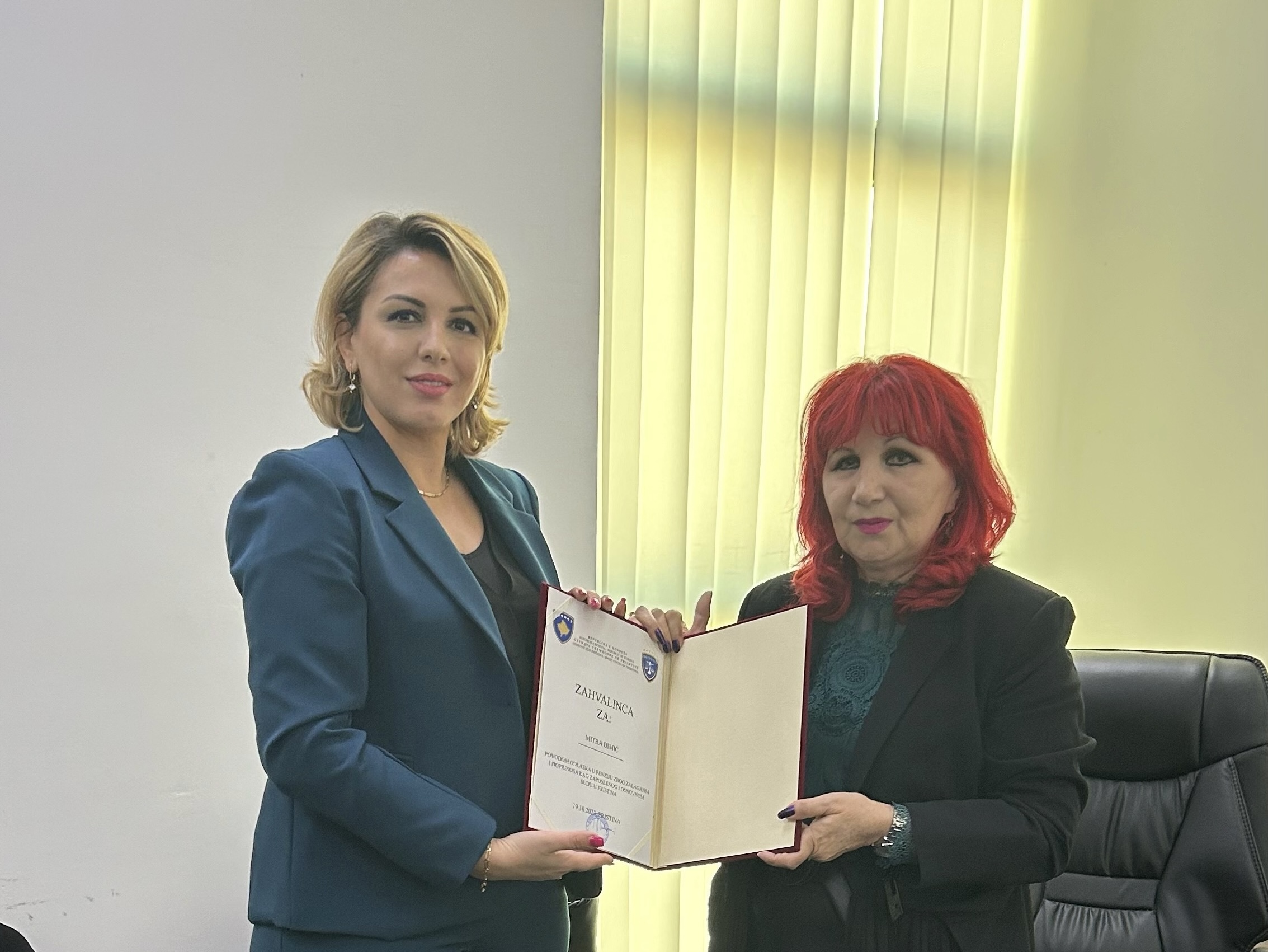 Ka arritur moshën e pensionimit gjyqtarja e Gjykatës Themelore në Prishtinë – Dega në Graçanicë, Mitra Dimiç